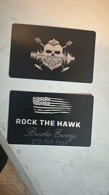 Metal business card engraved