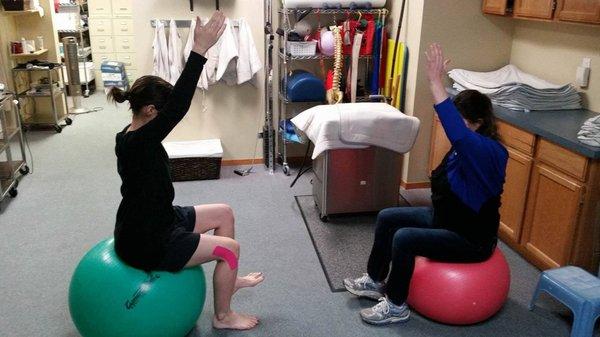 Exercise using exercise balls