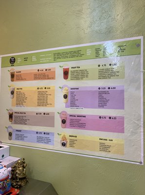 Drinks menu