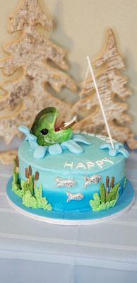 Fishing themed birthday cake