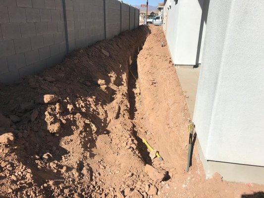 Plumbing trench for new swimming pool