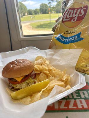 Burger and chips combo $8.50