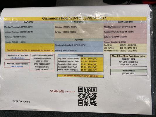 Winter and Spring 2024 schedule