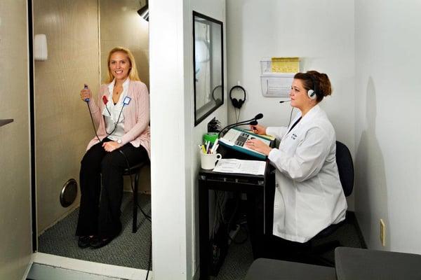 Hearing Test booth Nardelli Audiologists Clarksburg WV