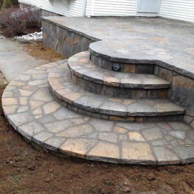 Moon steps with mosaic natural stone, patio