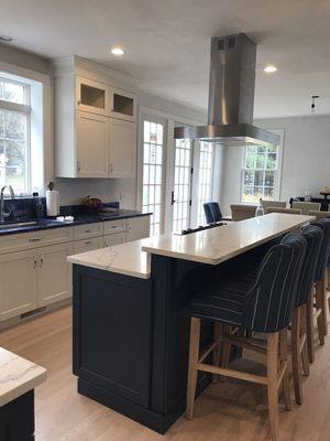 Kitchen counters. Blue Agatha granite and msi quartz