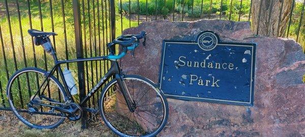 Bike with park sign