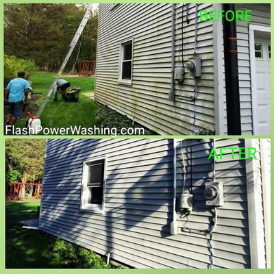 Before and After Washing Siding