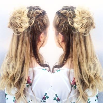 Beaded half Updo by Jenna