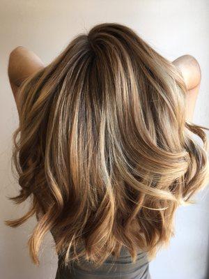 Hand painted balayage highlights for beautiful dimension and sun kissed effect. By Jennifer Breña