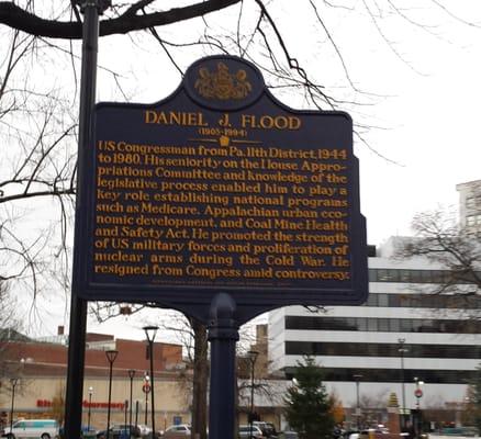 One of the historical markers in Wilkes-Barre's Public Square Park