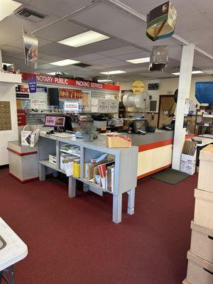 Front service desk of the Box Store.