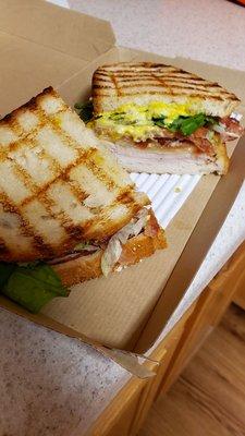 Roasted turkey panini with bacon. Really tasty