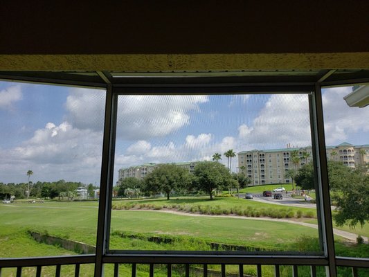 My room view overlooking the golf course.