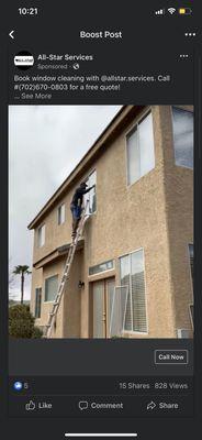 Facebook : All-Star Services window cleaning