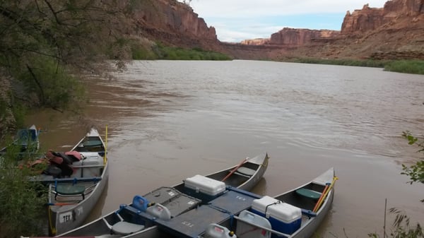 Canoe set-up on point.