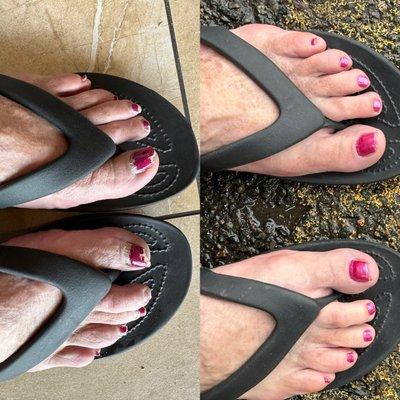 Before & after of my latest pedicure!