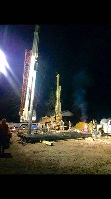 Clark's Well Drilling 24hr crew setting some 12" steel casing. Well depth 700 ft, 2000 gallons per minute.