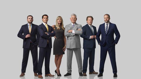 Attorneys from left to right: Austin Kennady, David Bryant, Emily Roark, Mark Bryant, Kevin Shannon, Tyler Brown