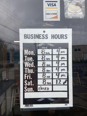 Hours of business