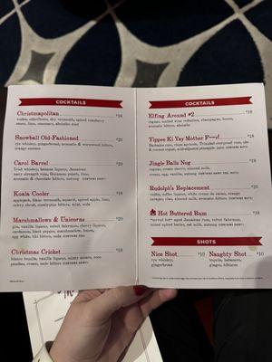 Cocktail menu