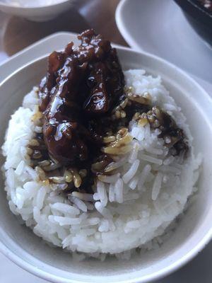 Three cup chicken over jasmine rice