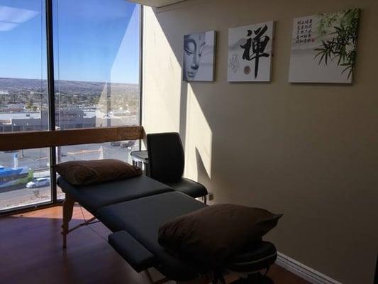 Bright and Clean treatment room with mountain view.