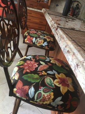 bar chairs with matching pattern