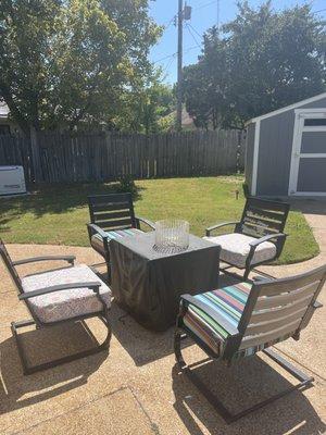 Custom patio cushions,  I purchased fabric, Randall got the job done!