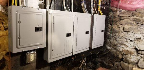 Upgrade of a 4 unit apartment building electrical service.  Removed fuse panels and installed circuit breakers.