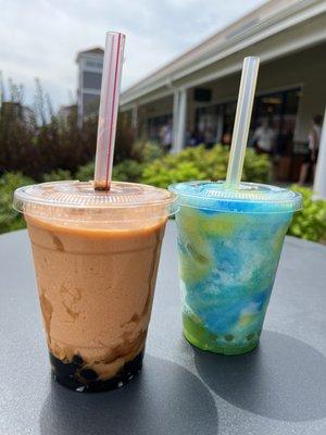 Thai Tea Smoothie & Blue Hawaiian Smoothie