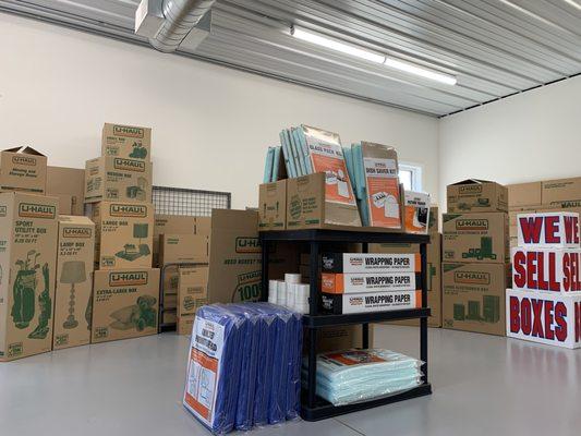 Uhaul brand moving boxes and moving supplies available at Corral Storage in Farmington, MO.