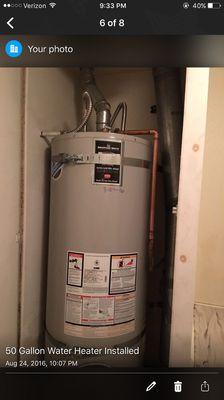 50 Gallon Water Heater Installed