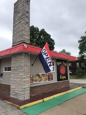 If you see this flag flying, that means the grill is grilling and the chef is cheffing!  Come on by!