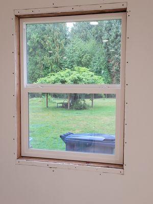 Did I mention Devin forgot about the window and the door - finished the wall completely, even though door was written on the sheetrock.