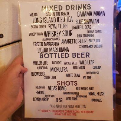 Drink menu 9-10-22