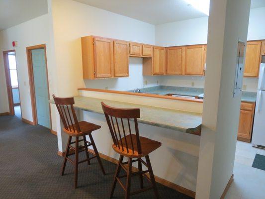 Kitchen and breakfast bar at 701 W Elm in Urbana.