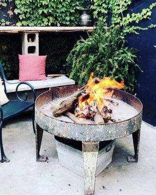 Back patio with bonfires nightly when it's chilly outside