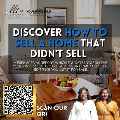 Having a hard time selling your home? Reach out to us. We can help. Scan QR or CALL LLI at 855-404-SOLD today!