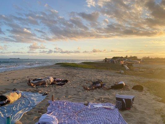 Sunset donation based yoga at Nimitz beach 6/25/21