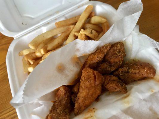 Boneless Hot Lemon Pepper Wings w/ seasoned fries