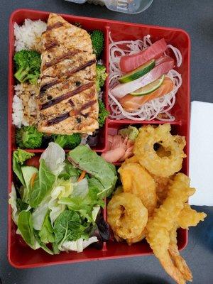 Bento box special with salmon