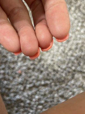 Nail glue and grime still under nails (after washing)