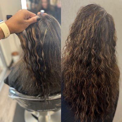 Curly tape in hair extensions custom color to blend flawlessly