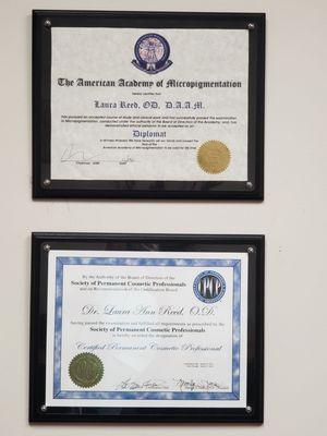 Dr. Laura's Permanent Make-up Certification Credentials