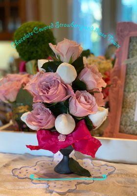 Chocolate covered strawberry and roses topiary