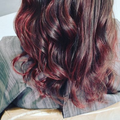 Shiny firey red balayage