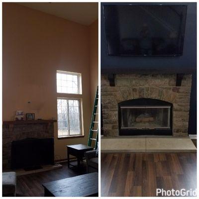 Before and after walls and mantel