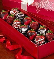 Long Stem Strawberries, chocolate dipped, a favorite on Valentine's Day