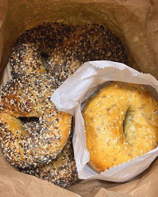 Everything and Rosemary Garlic Sea Salt bagels